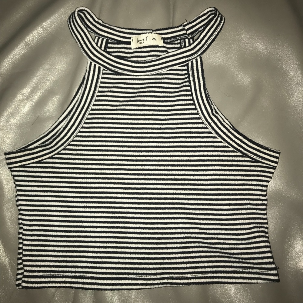 Black and White Striped Crop top
